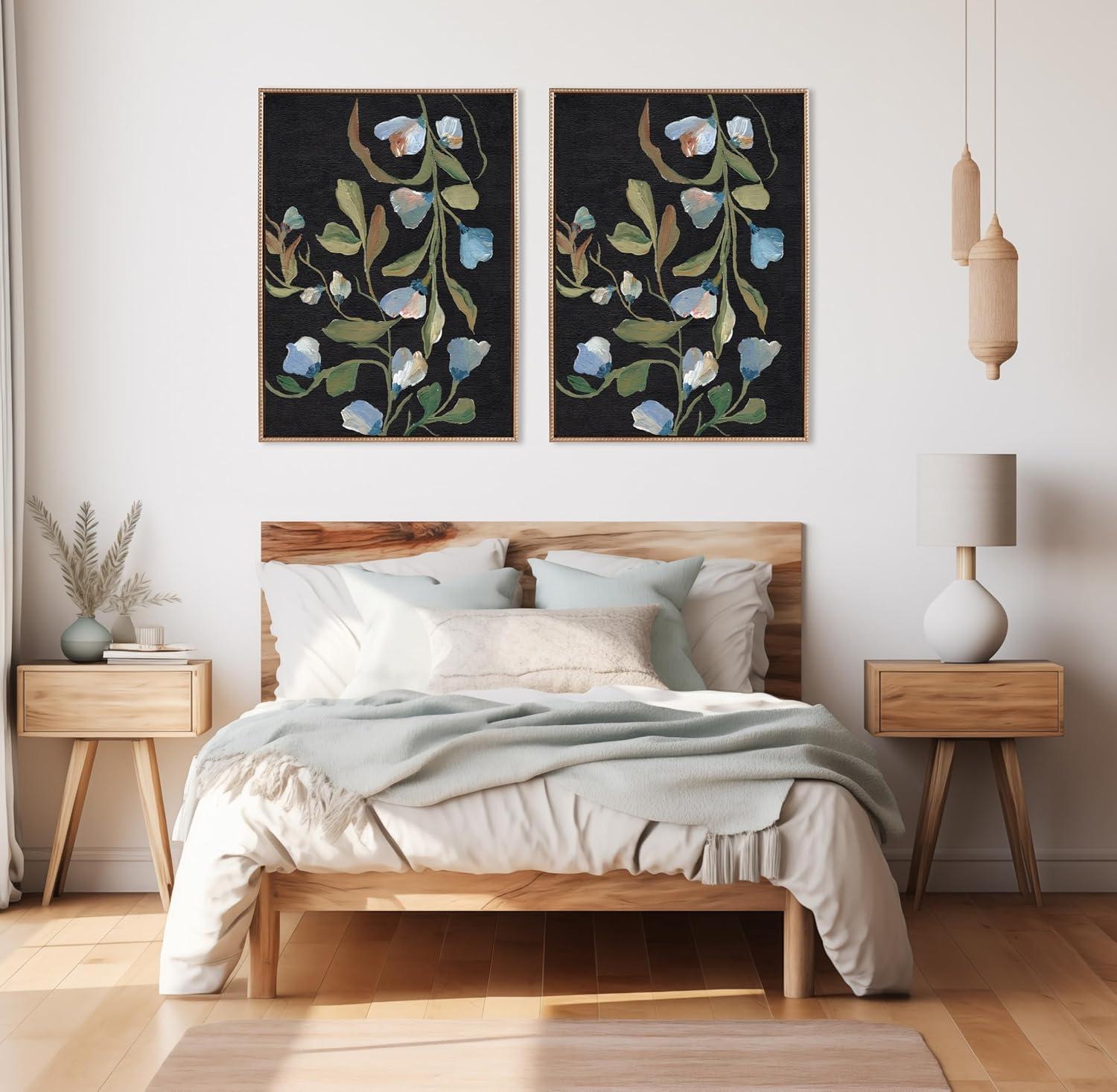 Kate & Laurel All Things Decor 28"x38" (Set of 2) Sylvie Foliage I and III Framed Canvas Arts by Nikita Jariwala Beaded Gold