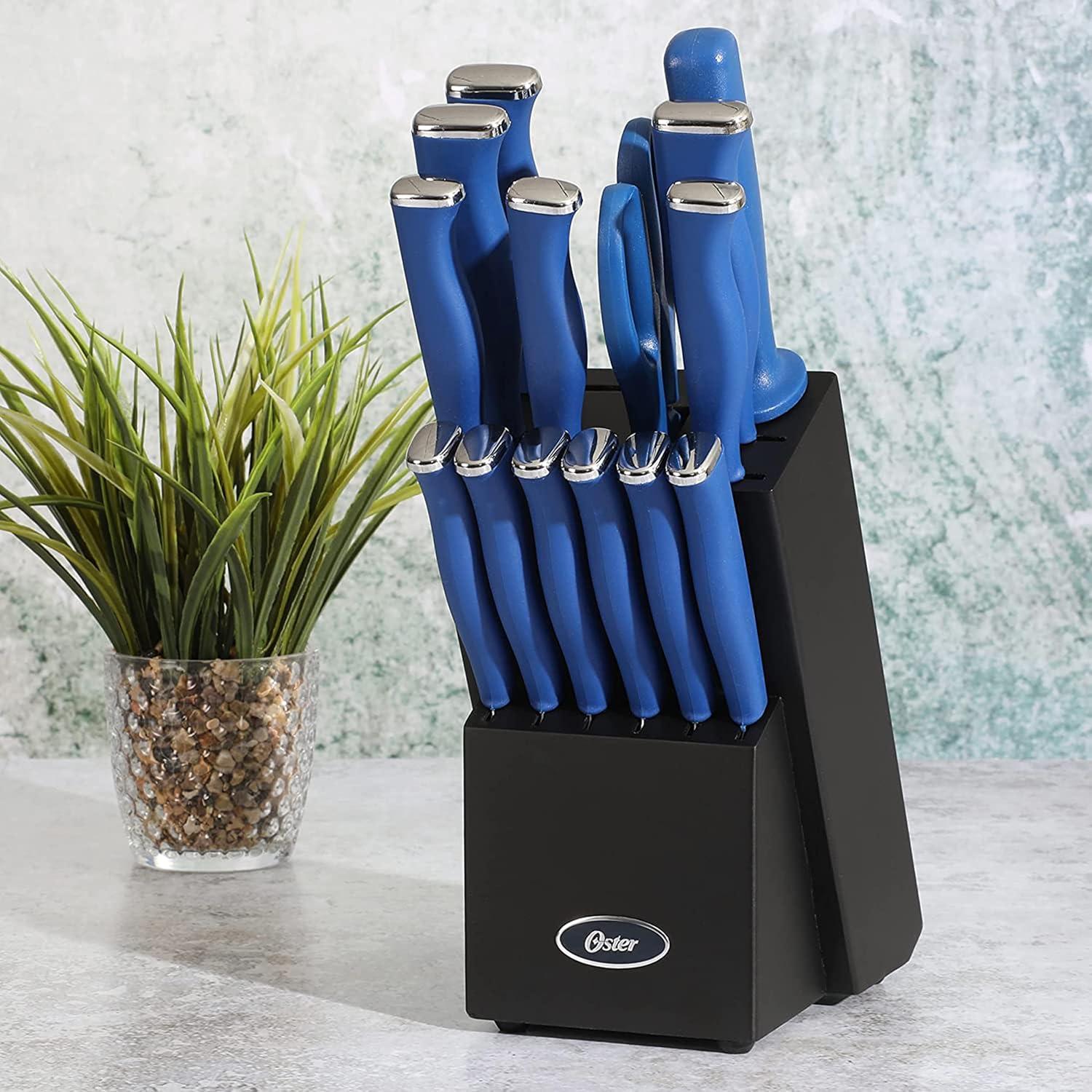Oster 15 Piece Stainless Steel Blade Cutlery Set in Dark Blue