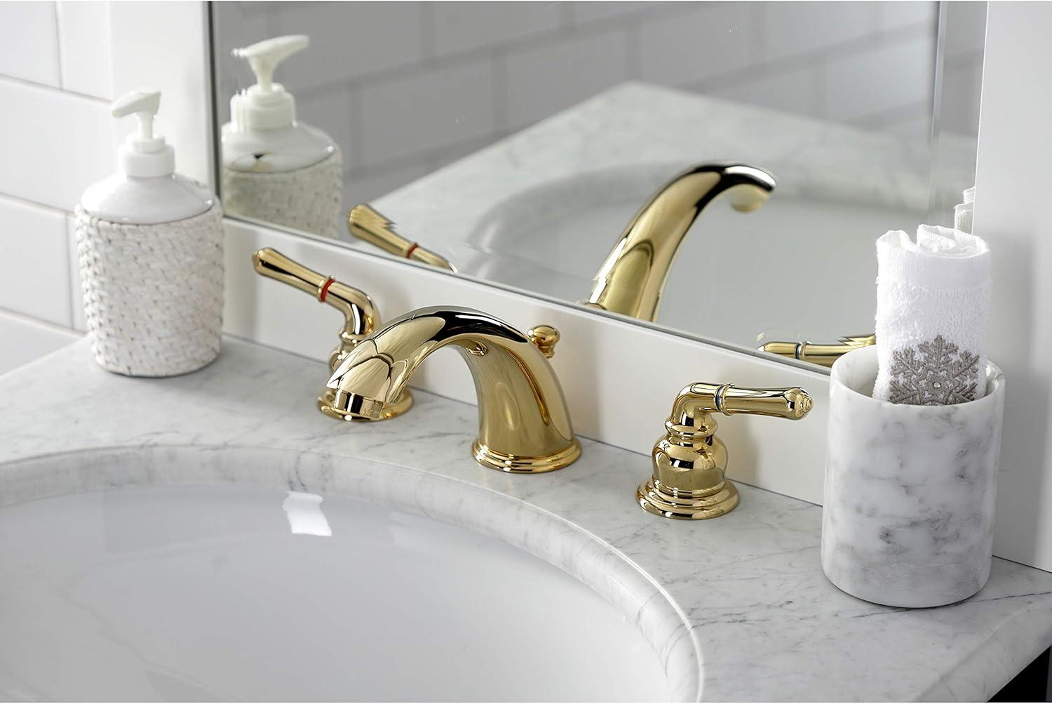 Kingston Brass KB962B Kingston Brass Magellan Two-Handle 3-Hole Deck Mount Widespread Bathroom Faucet with Brass Pop-Up Drain