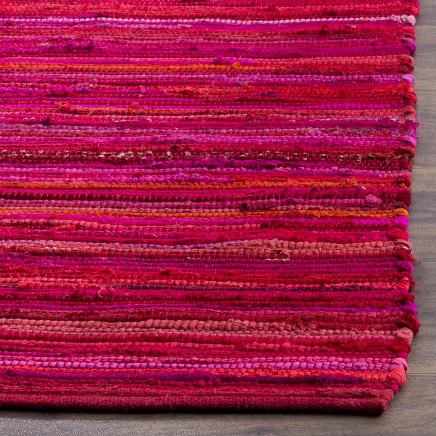 Rag Rug RAR130 Hand Woven Indoor Runner Rug - Red/Multi - 2'3"x12' - Safavieh.