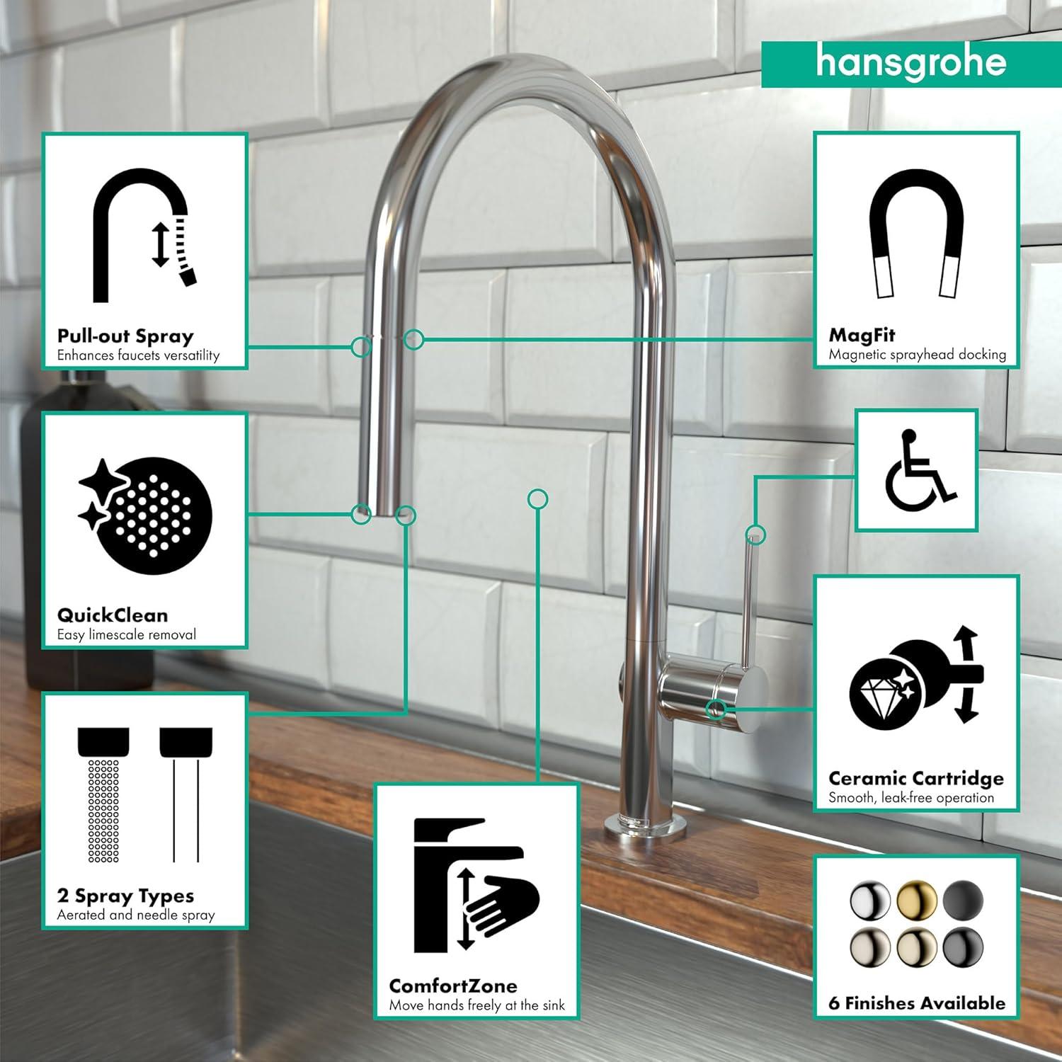 hansgrohe Talis N HighArc Kitchen Faucet, O-Style 2-Spray Pull-Down, 1.75 GPM