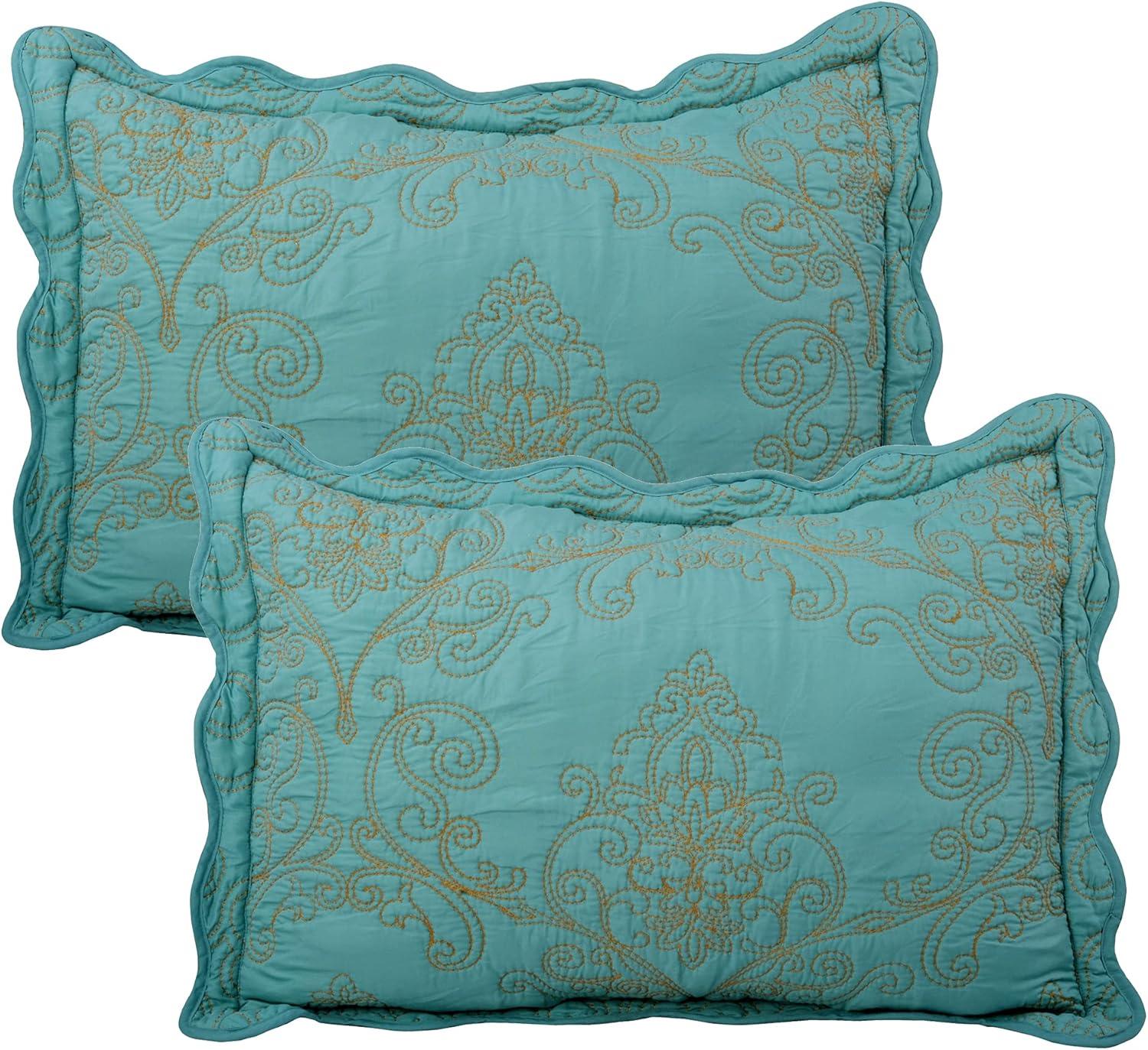 Home Soft Things 4 Piece Damask Embroidery Bedspread Set