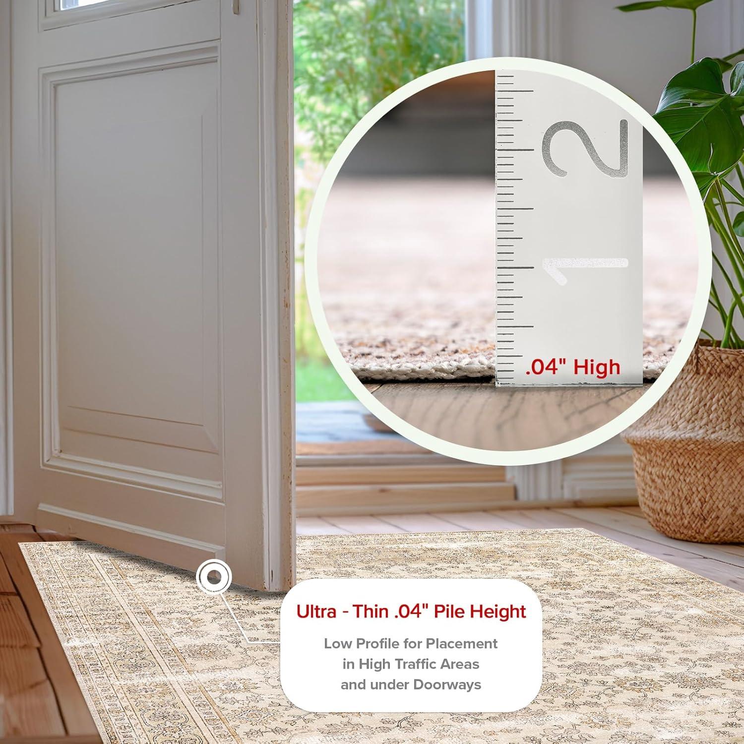 Nuloom Deadra Medallion 6 Round Machine Washable Indoor Area Rug for Living Room Bedroom Dining Room Kitchen, Beige/Ivory