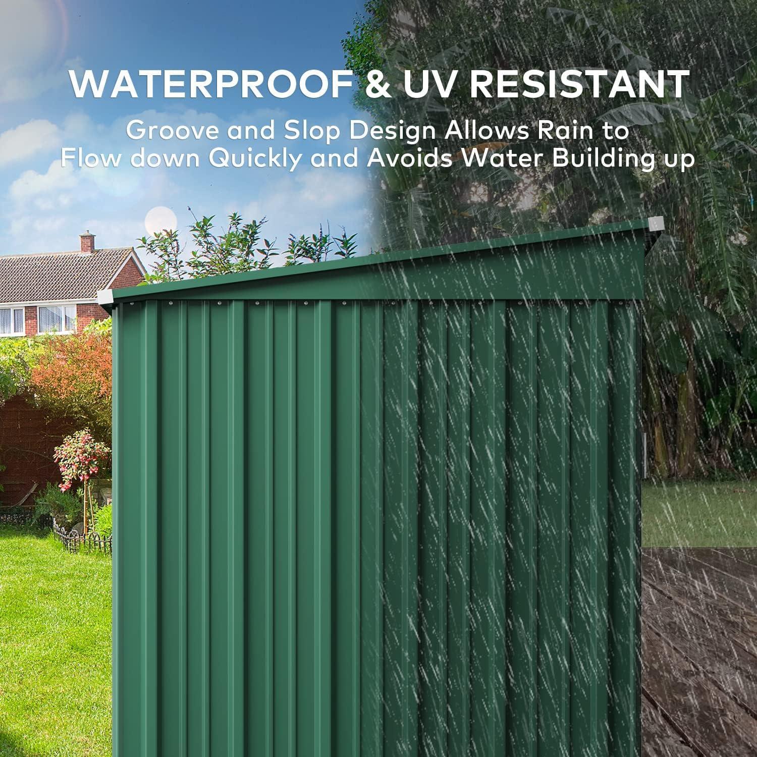 Outdoor Storage Shed, Lofka 6'x 4' Metal Garden Shed with Lockable Door,for Backyard Patio,Green