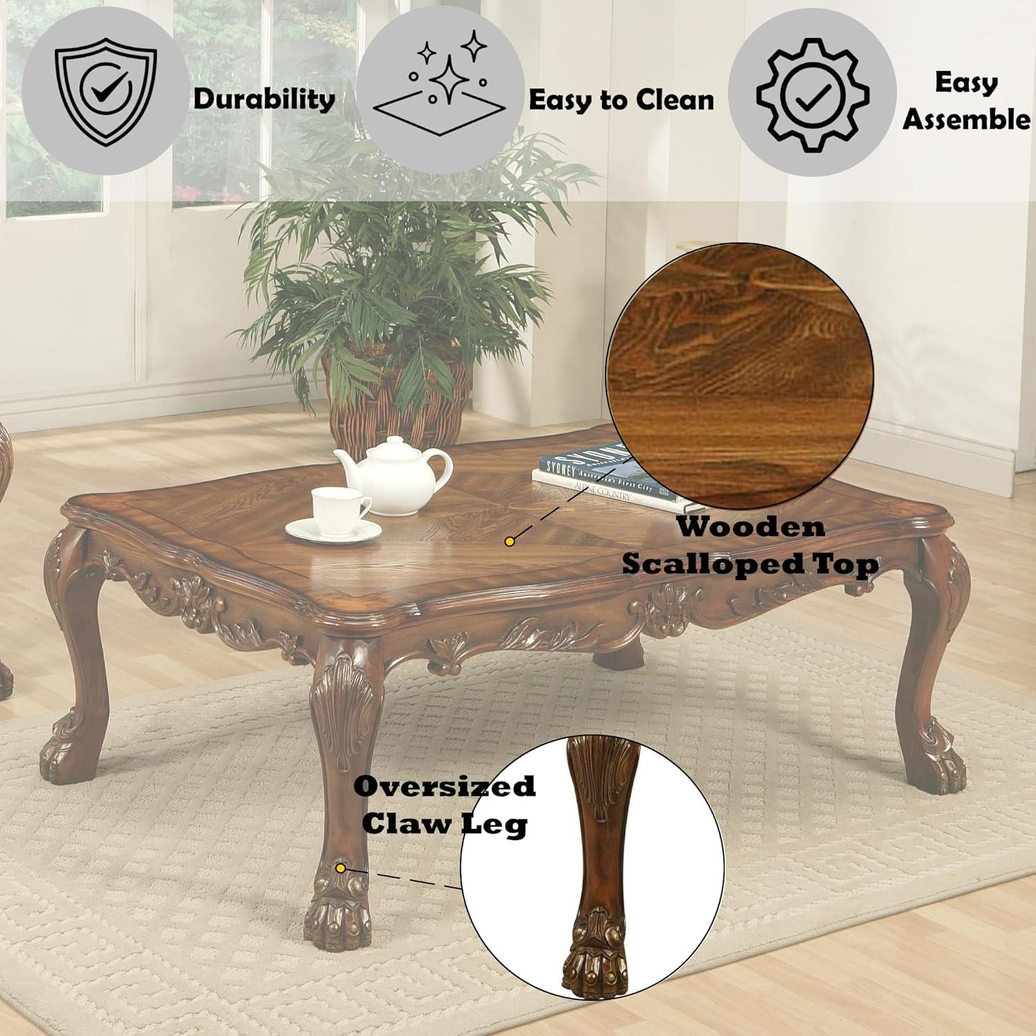 ACME Dresden Rectangular Wooden Coffee Table in Cherry Oak