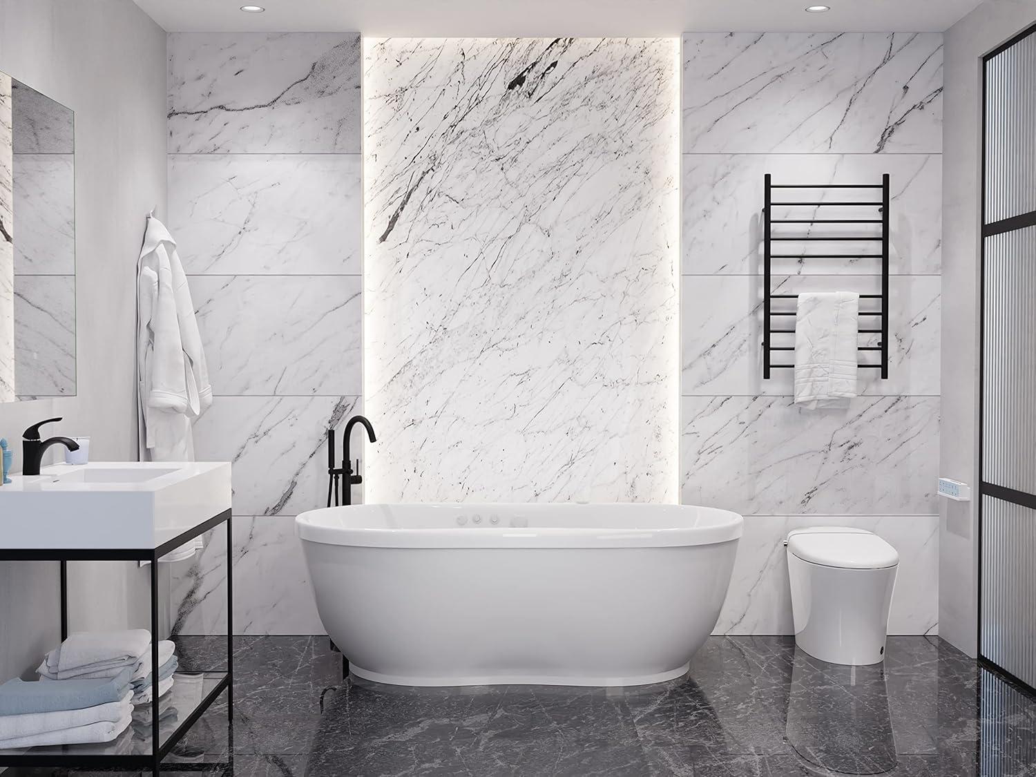 Lori 71.25” x 35.5” Freestanding Whirlpool and Air Acrylic Bathtub