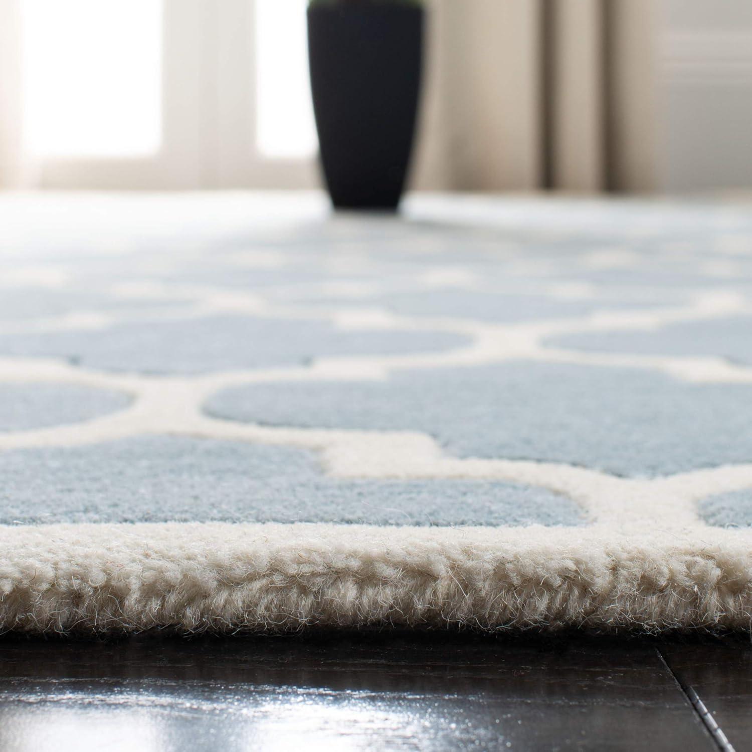 SAFAVIEH Chatham Freddy Geometric Wool Area Rug, Blue/Ivory, 8'9" x 12'