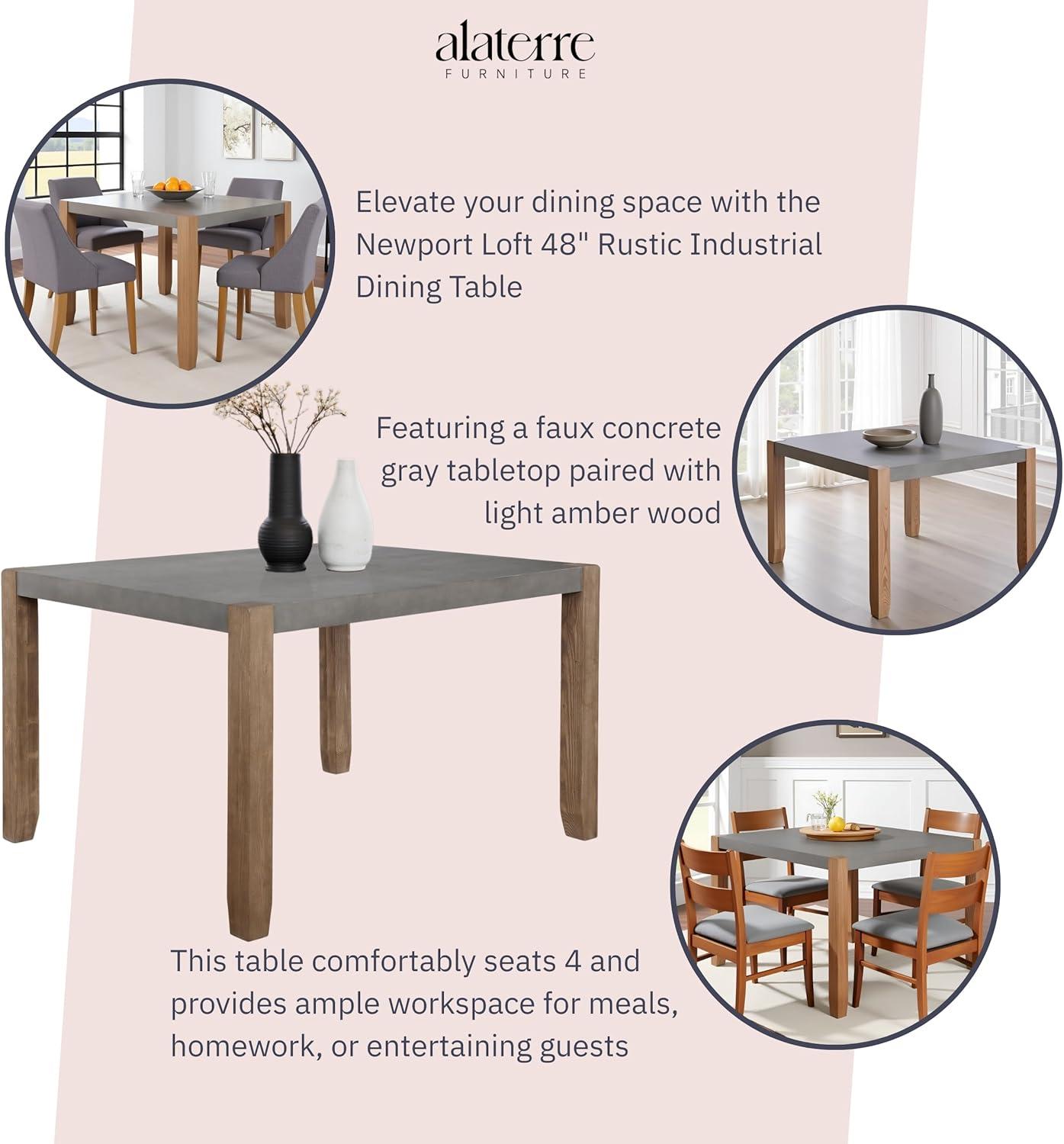 Alaterre Newport 30"H Faux Concrete and Wood Loft Dining Table