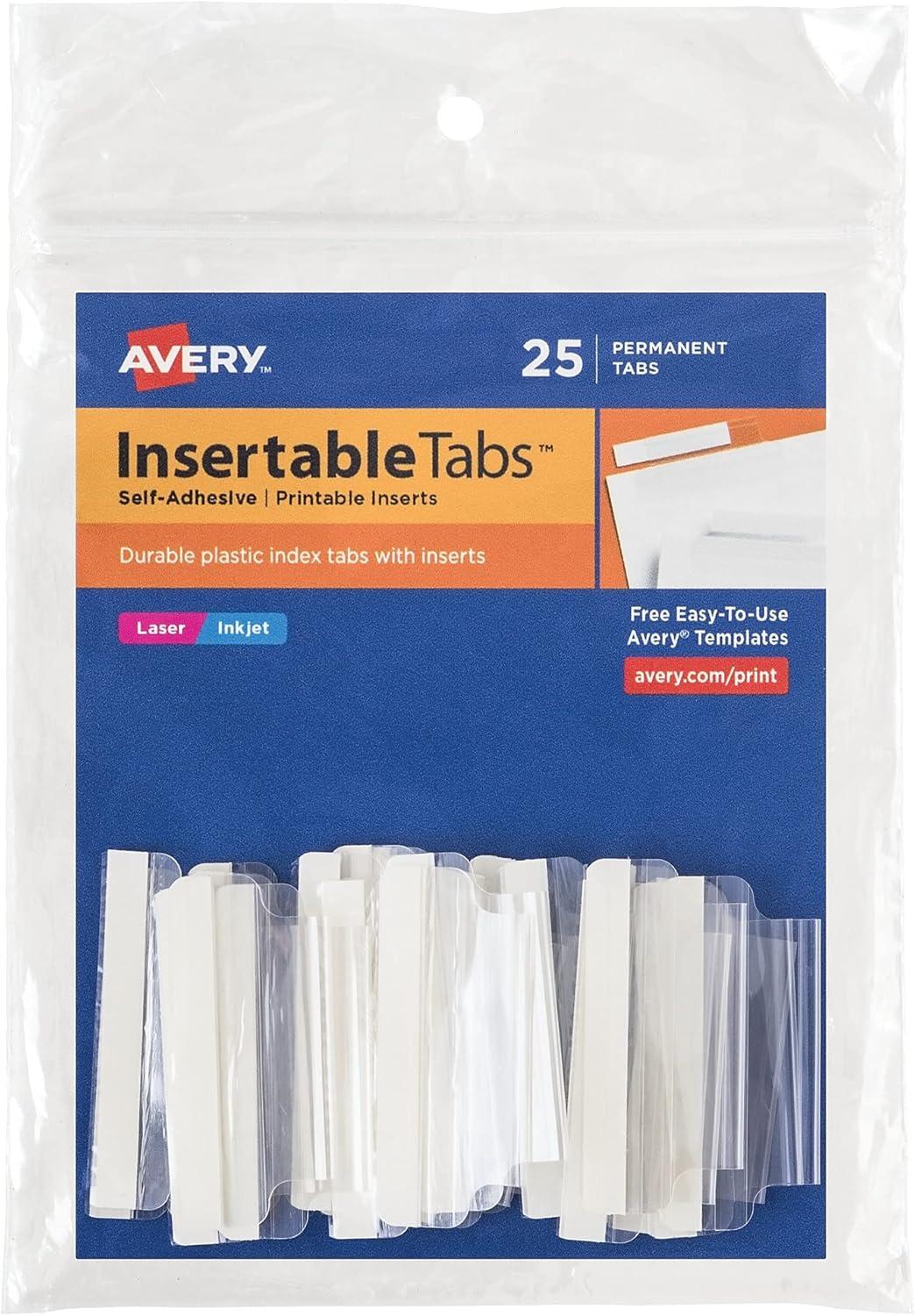 Expo Avery® Self-Adhesive Plastic Tabs With Printable I PVC / Vinyl Hanging Files Cabinet