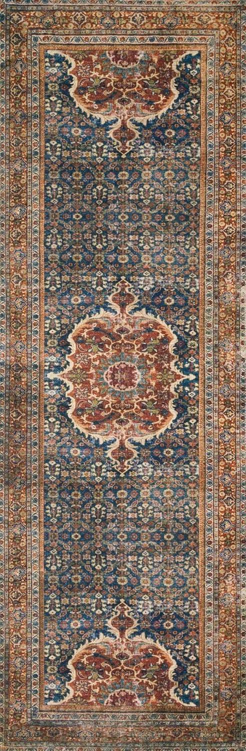 Loloi II Layla Printed Oriental Distressed Cobalt Blue / Spice Area Rug