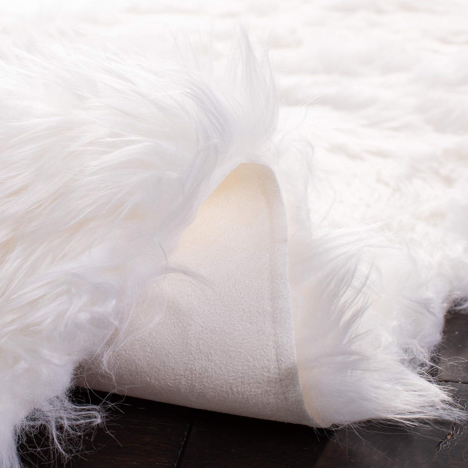 SAFAVIEH Faux Sheep Skin Vesna Solid Plush Area Rug, Ivory, 8' x 10'