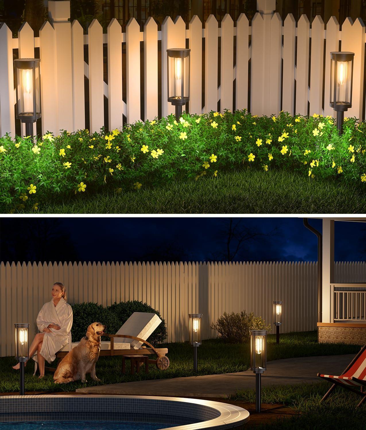 LETMY Solar Powered Integrated LED Pathway Light Pack (Set of 6)