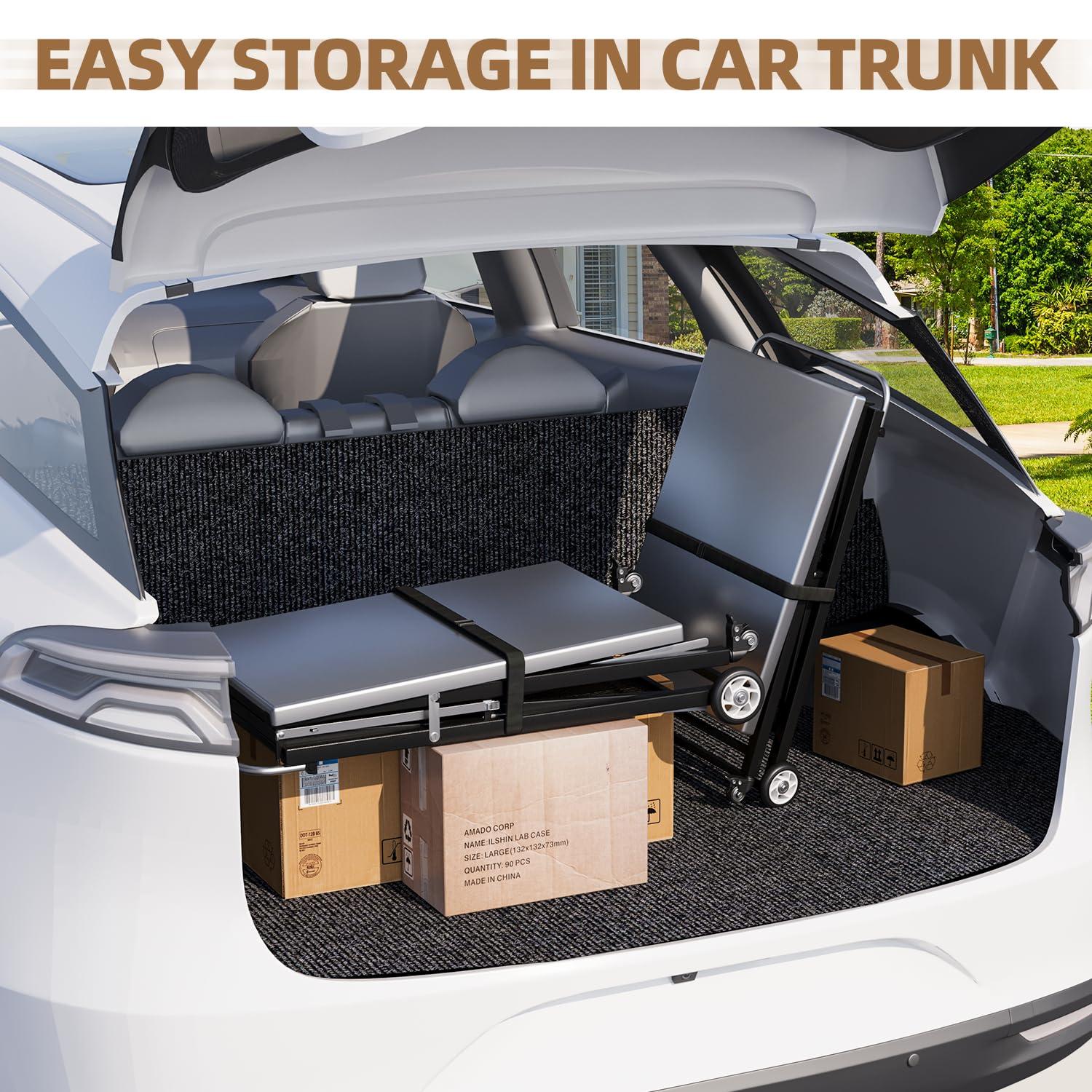 AECOJOY Outdoor Grill Table, Stainless Steel Pizza Oven Stand 3-Tier Folding BBQ Prep Table with Casters, Portable Kitchen Island for Apartment, Studio & Backyard Cooking, Gray