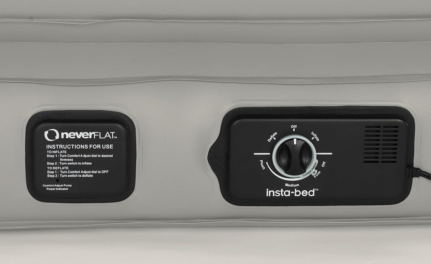 Insta-bed 18" Raised Twin Air Mattress with Never Flat Ac Pump, Gray