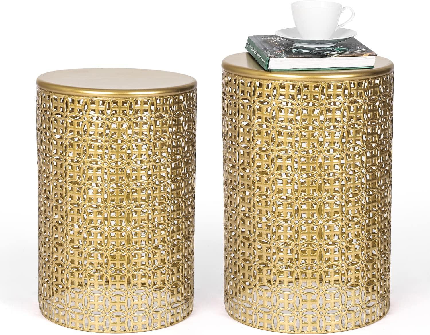 Rosdorf Park Arvil Golden Round Metal End Table(set of 2)