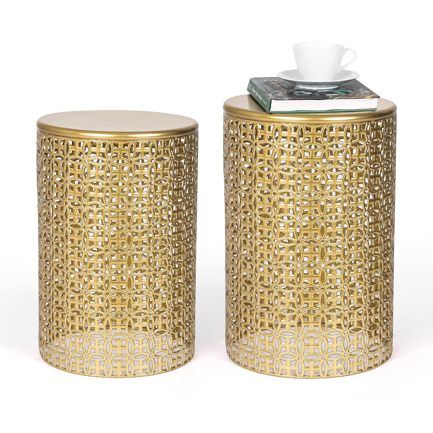 Rosdorf Park Arvil Golden Round Metal End Table(set of 2)