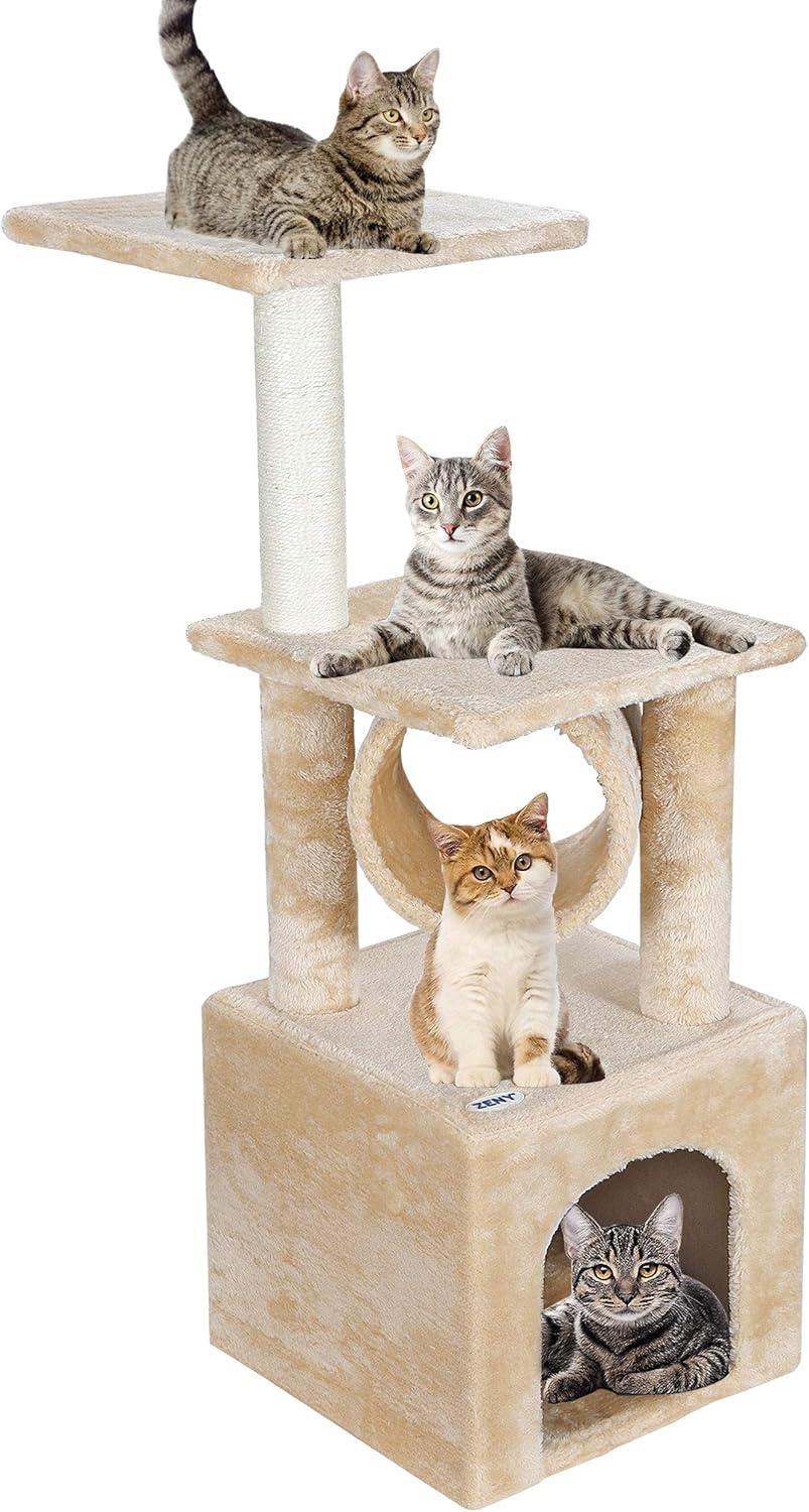 ZENY 36-in Cat Tree & Condo Scratching Post Tower, Beige