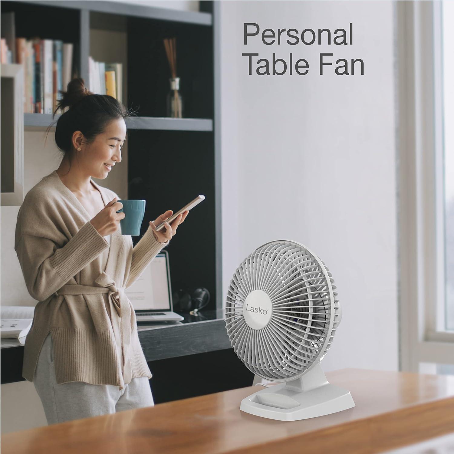 Lasko 2002W Personal Fan, 6-Inch, White