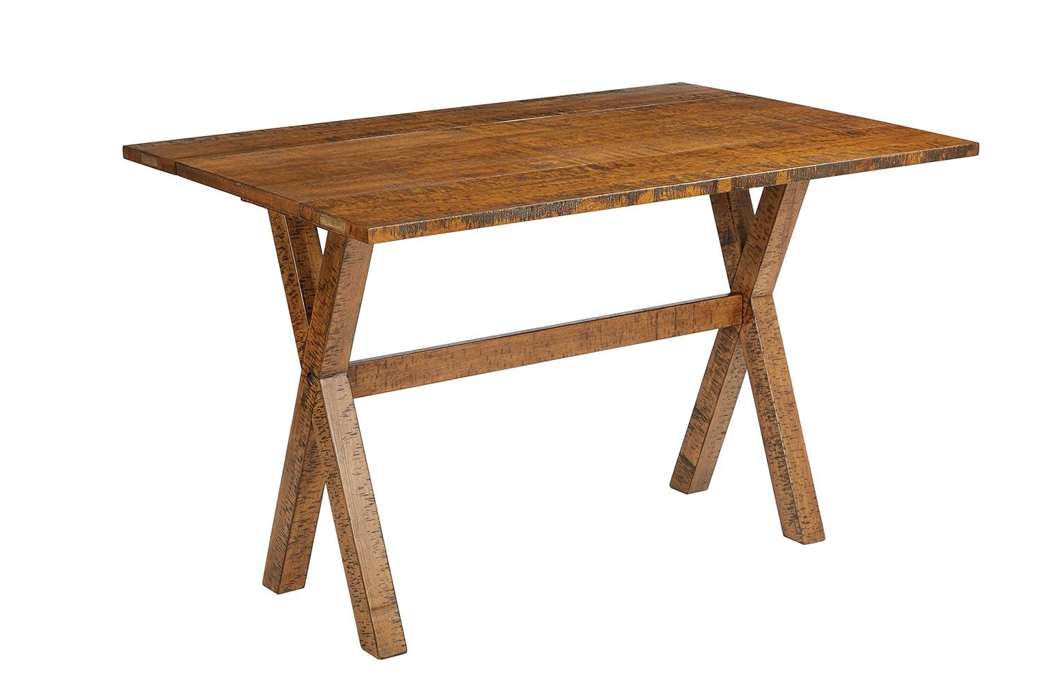 OSP Home Furnishings McKayla Flip Top Table in Distressed Brown Finish