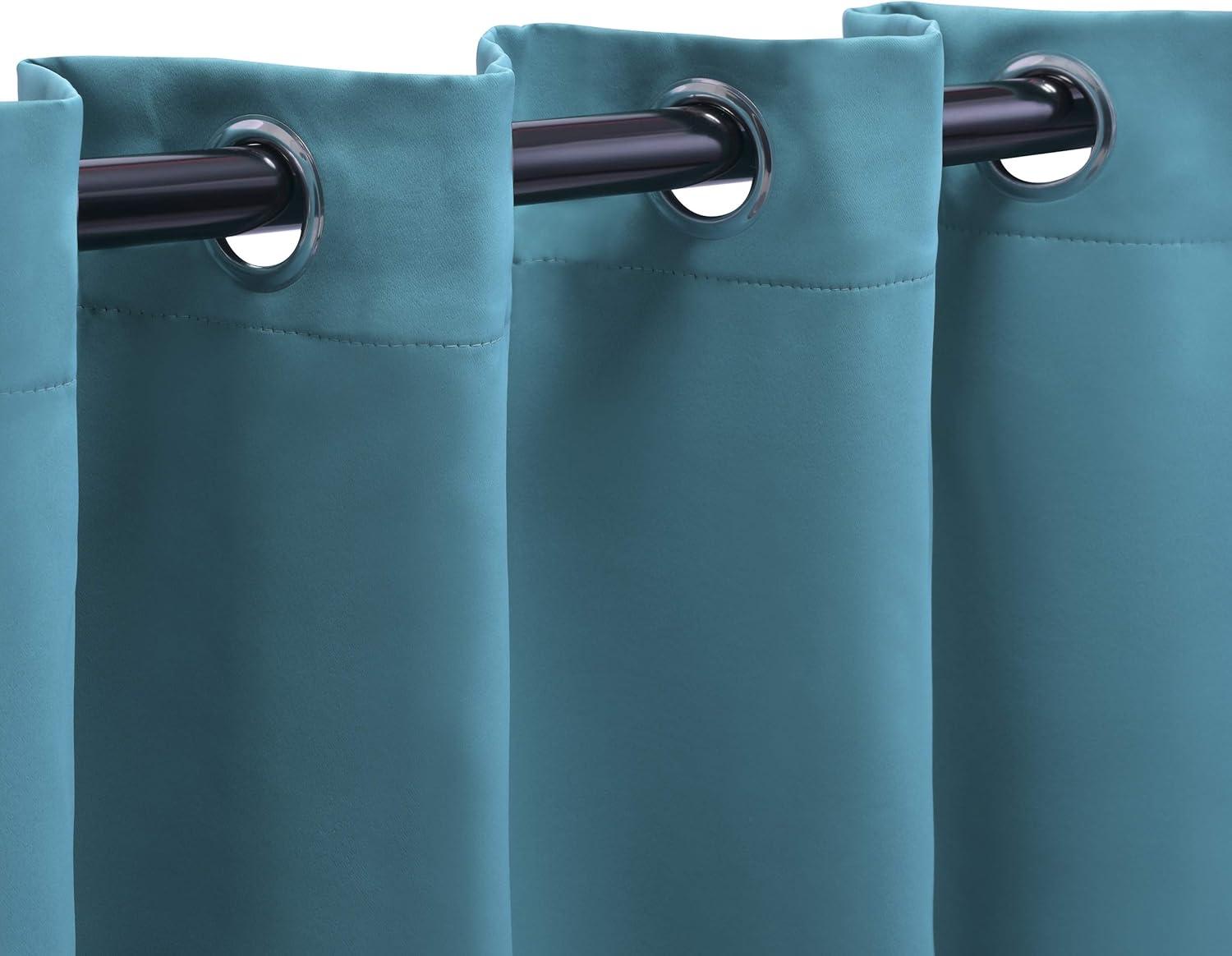 Classic Modern Solid Room Darkening Semi-Blackout Curtains, Grommets, Set of 2, 52"x108", Aqua - Blue Nile Mills