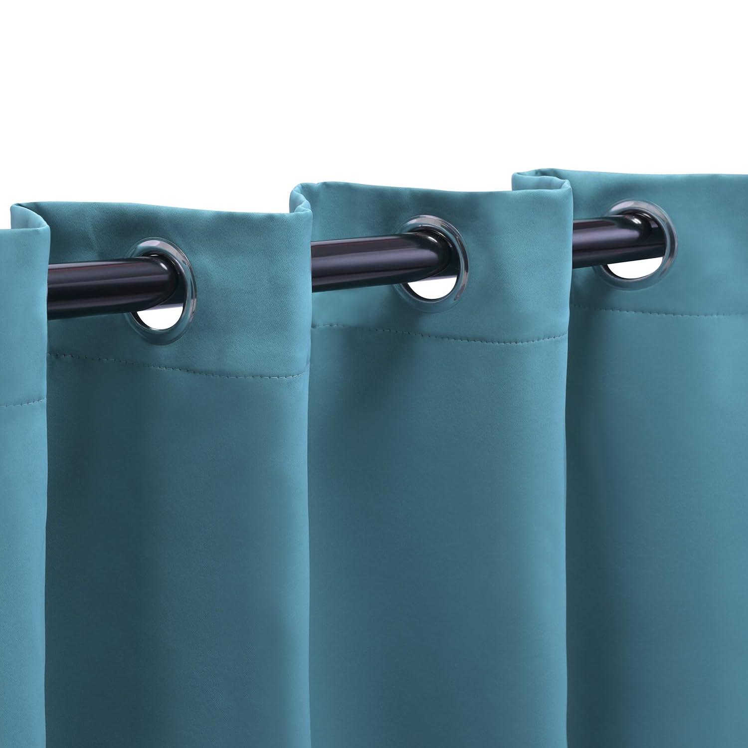 Classic Modern Solid Room Darkening Semi-Blackout Curtains, Grommets, Set of 2, 52"x108", Aqua - Blue Nile Mills