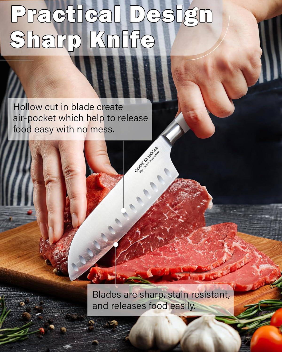 Cook N Home Kitchen Knife Set with Bamboo Storage Block 15-Piece