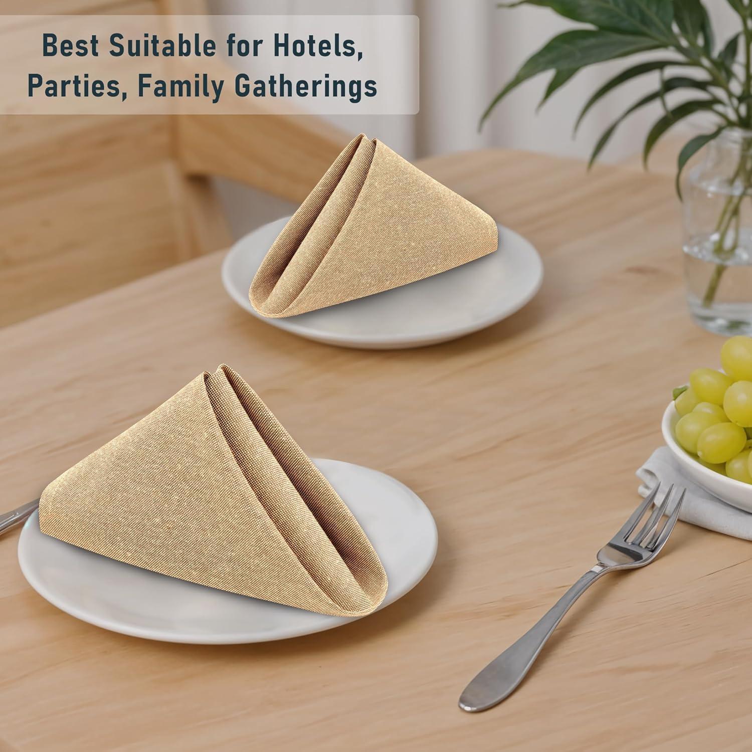 Poly Cotton Square Cloth Napkins Chambray Fabric (Set of 12)