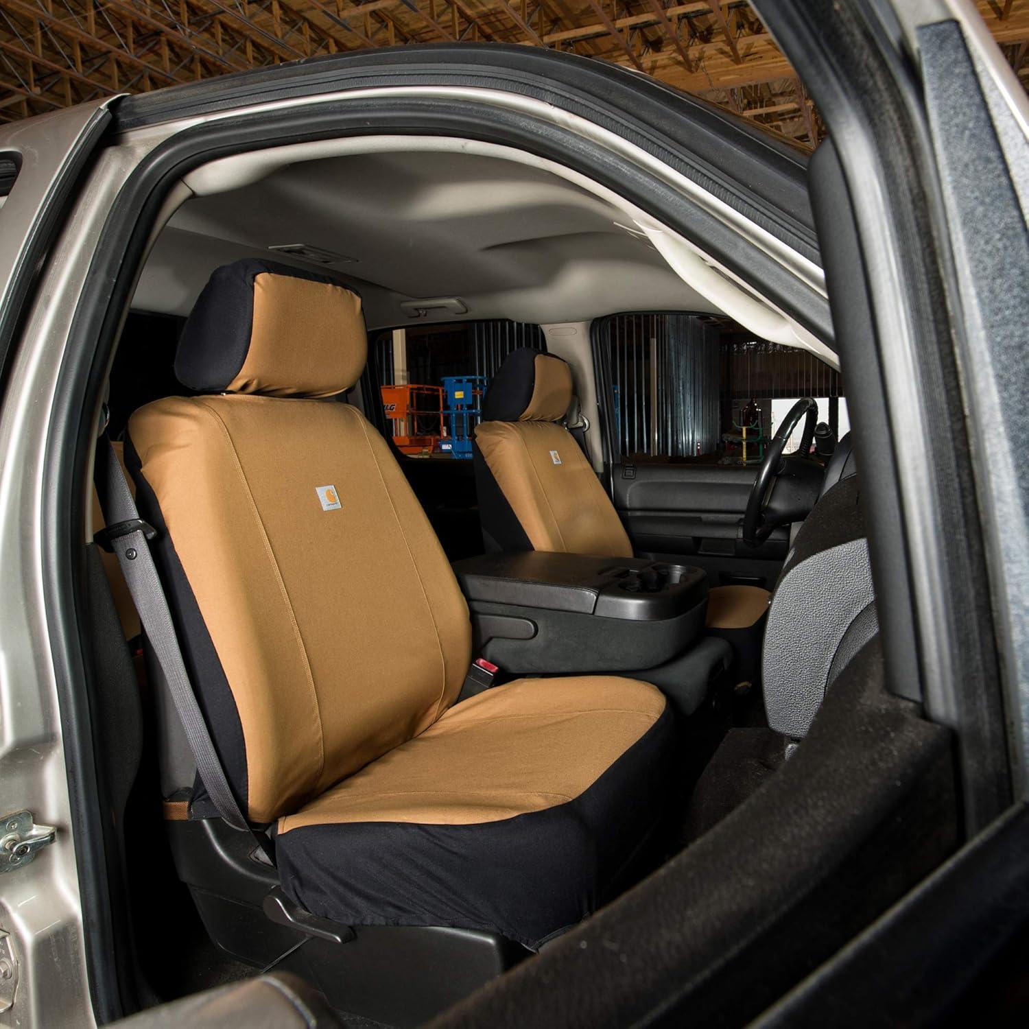 Universal Nylon Duck Canvas Fitted Bucket Seat Covers, Durable Seat Protection with Rain Defender