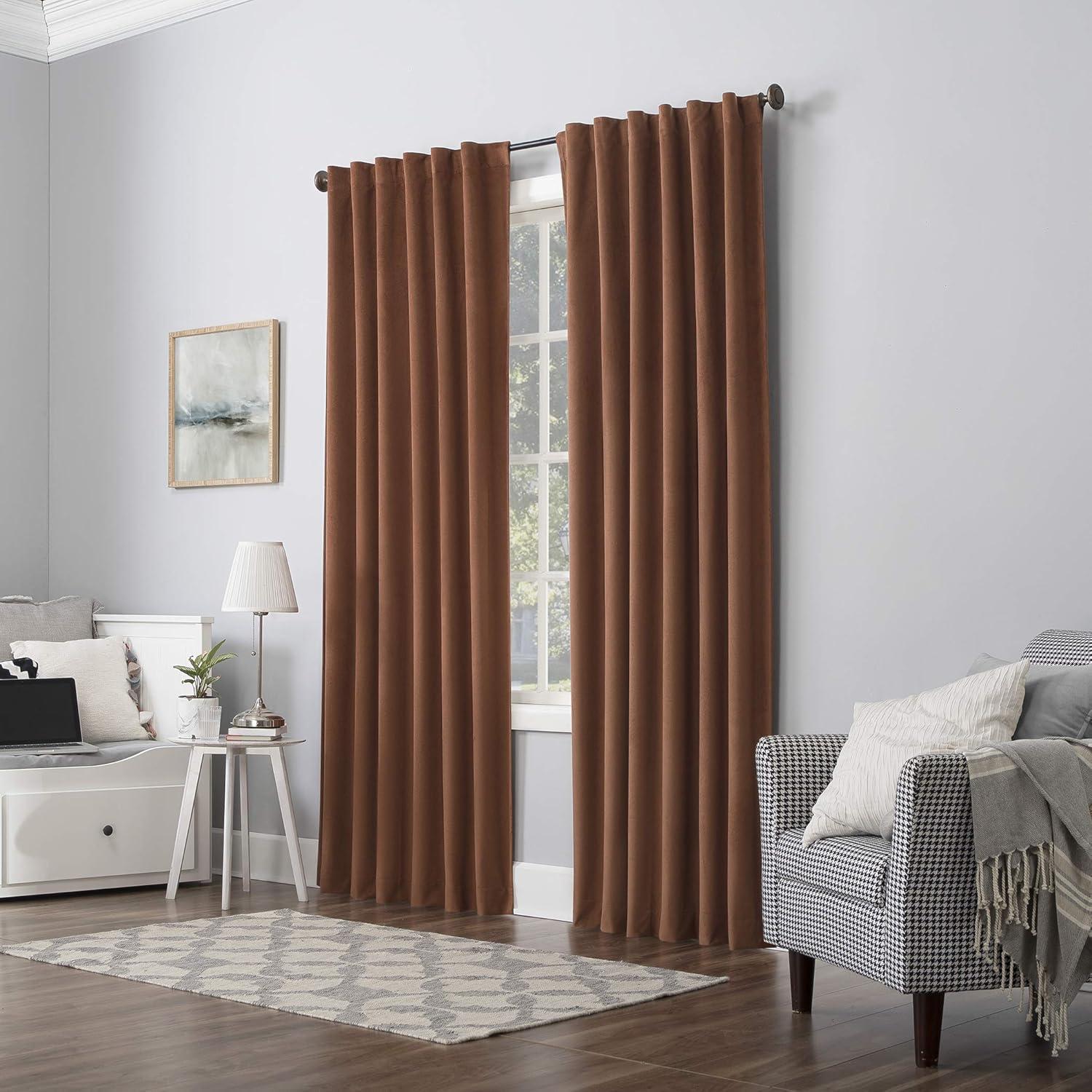 Sun Zero Velvet Noise Reducing Thermal Extreme 100% Blackout Back Tab Curtain Panel