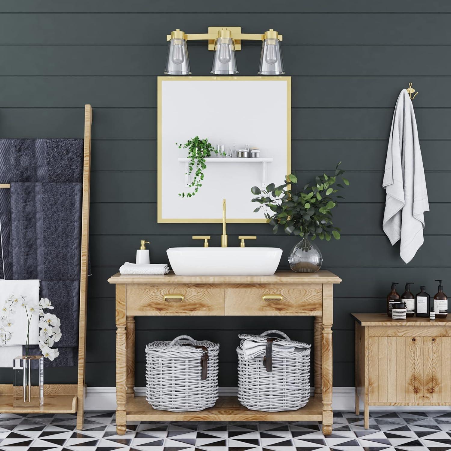 Prominence Home Fairendale 3-Light Soft Gold Bathroom Vanity Light with Clear Glass Shade