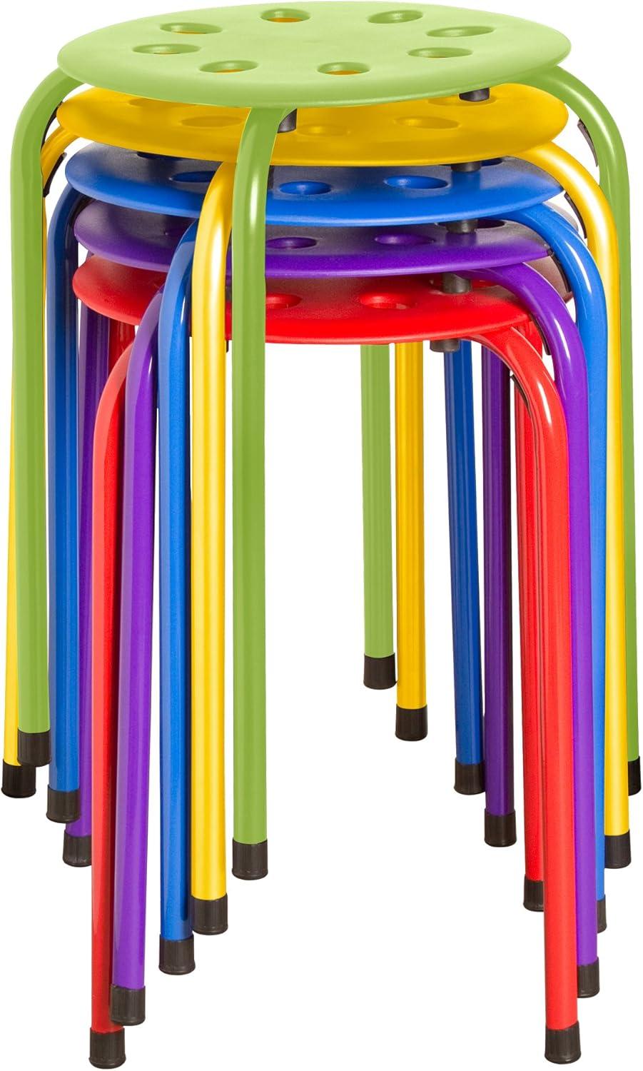 Assorted Color Plastic Stacking Classroom Stool (Set of 5)