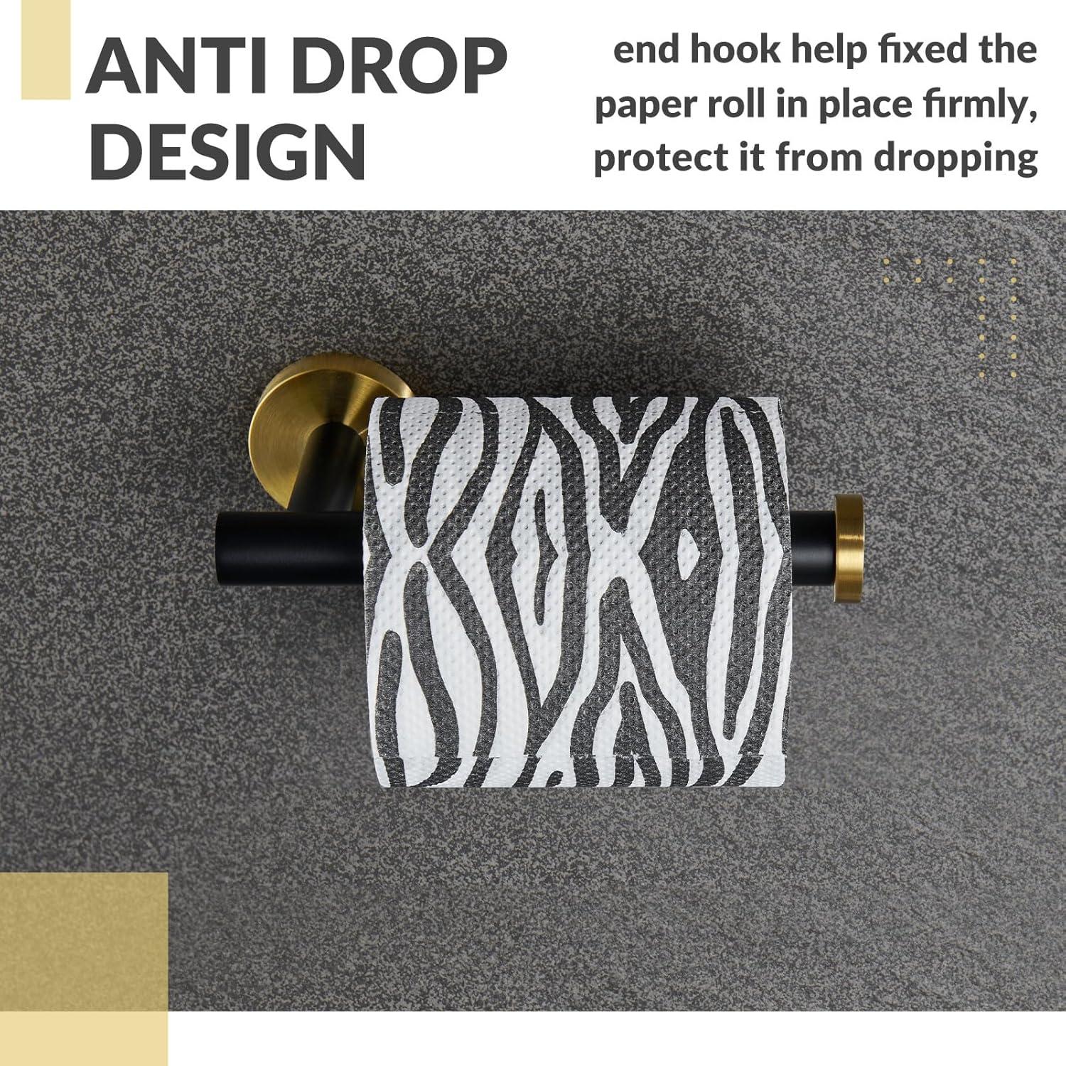 LANFENG Matte Black Double Post Pivoting Wall Mounted Stainless Steel Toilet Paper Holder for Bathroom RV  by RARXTR