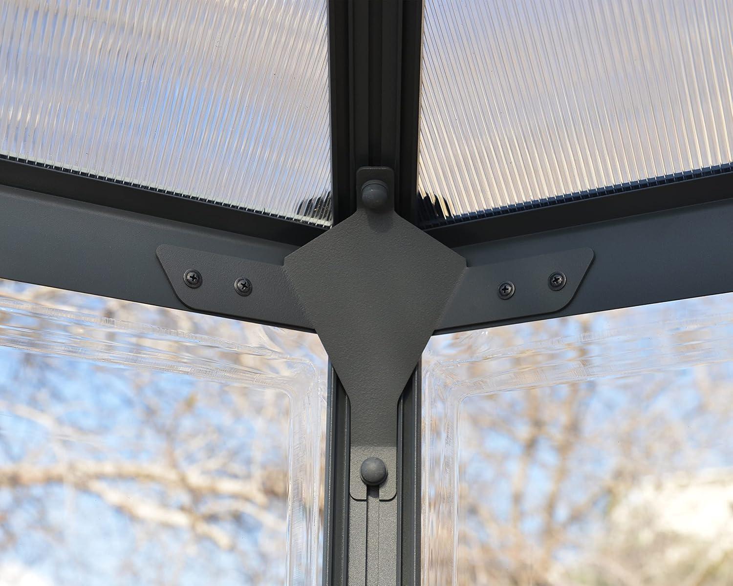 Canopia Palram - Canopia Oasis 12' x 10' Hexagonal Walk-In Hobby Polycarbonate Aluminum Frame Greenhouse Outdoor Living Structure - Gray