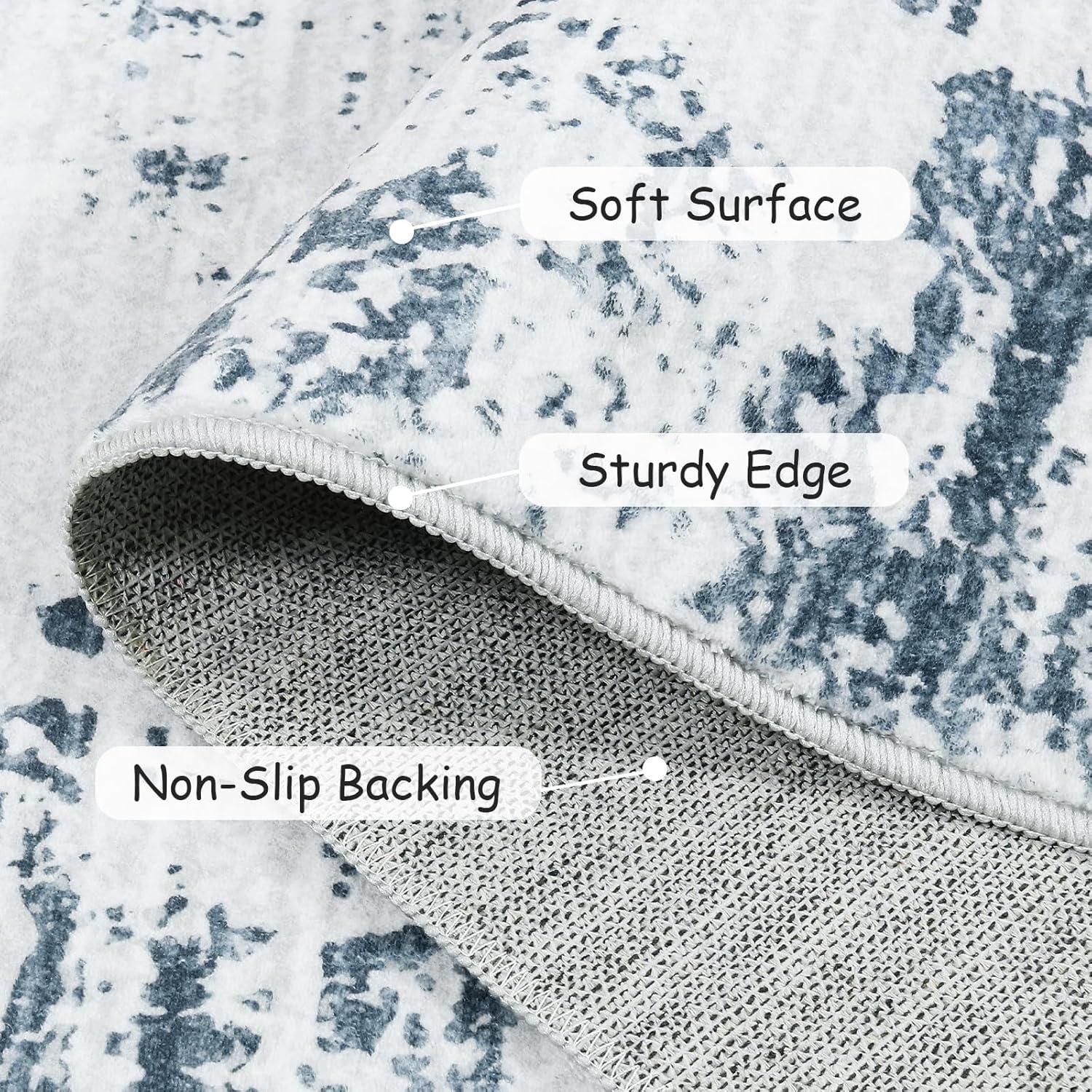 Garvee 5'x7' Modern Blue Abstract Area Rug Machine Washable Contemporary Rug Soft Foldable Thin Accent Rug Anti-Slip Non-Shedding Floor Carpet