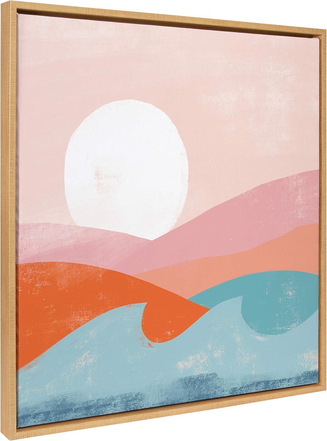 30" x 30" Sylvie Endless Summer Framed Canvas By Kate Aurelia Holloway Natural - Kate and Laurel: Modern Beach Scene Wall Decor