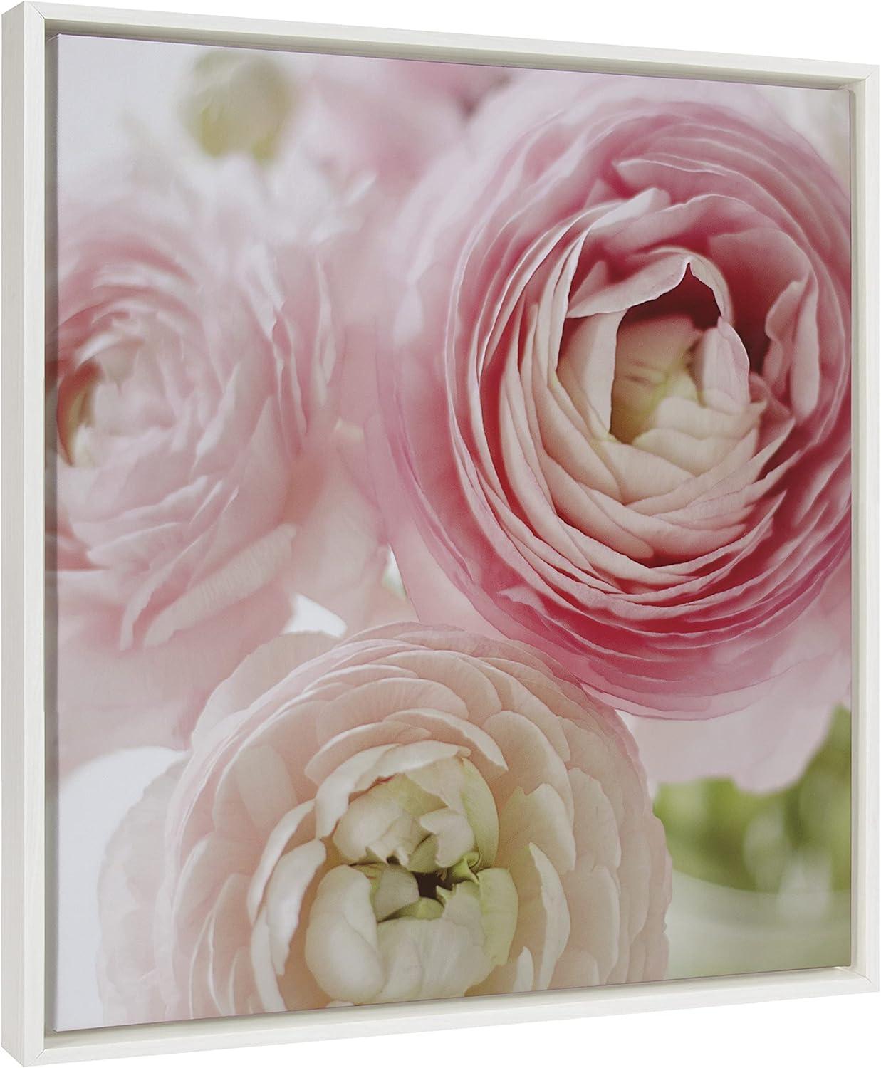 Kate and Laurel Sylvie Pink Dreams Framed Canvas by Kristy Campbell, 22x22, White