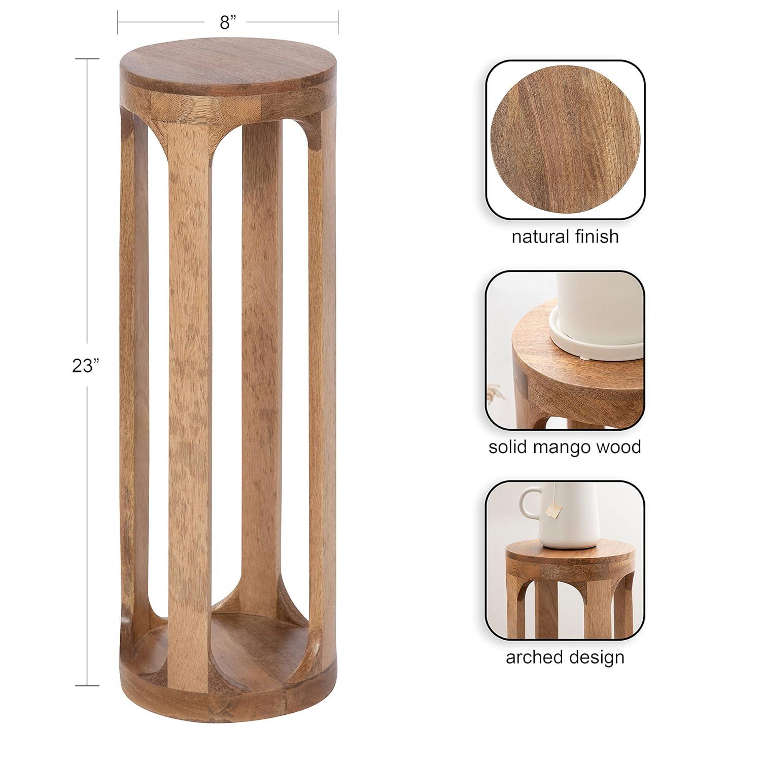 Kate and Laurel Dahl Round Wood Drink Table, 8x8x23, Natural