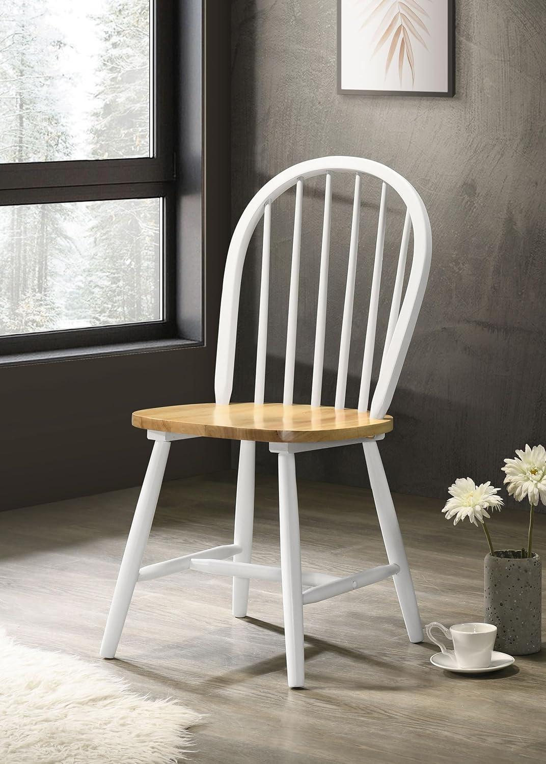 Coaster Farmhouse Windsor Wood Dining Chairs in White