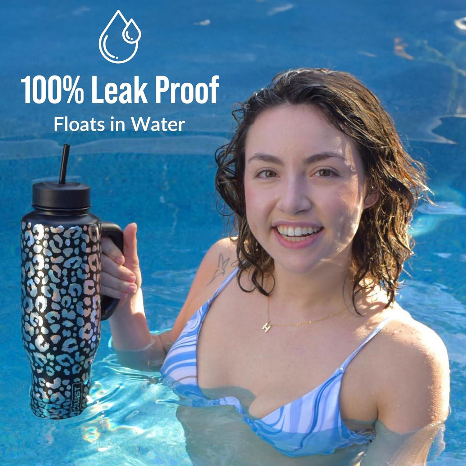 Coldest 40 oz Tumbler with Handle and Straw, 100% Spill Proof Tumbler with Straw (3 Lids), Stainless Steel Insulated Leakproof Tumblers for Women Men, Cup Holder Friendly, 46 oz (Forever Pink Glitter)