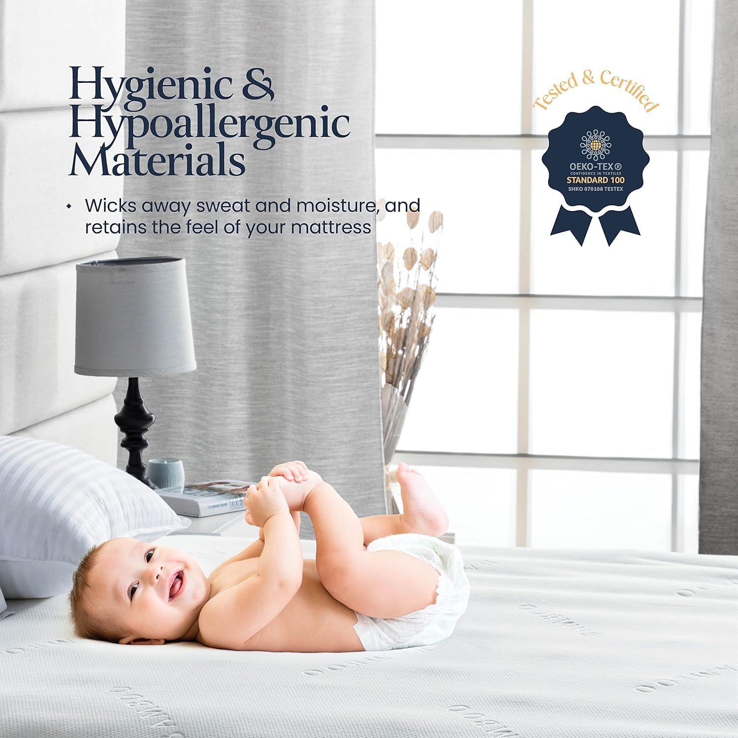 BELADOR Waterproof Mattress Protector Twin XL - 3D Air Fabric Bamboo Mattress Protector Breathable Mattress Cover, Noisless Crinkle Free, Vinyl Free, Hypoelergenic Bed Cover SnugFit 16" Deep Pockets