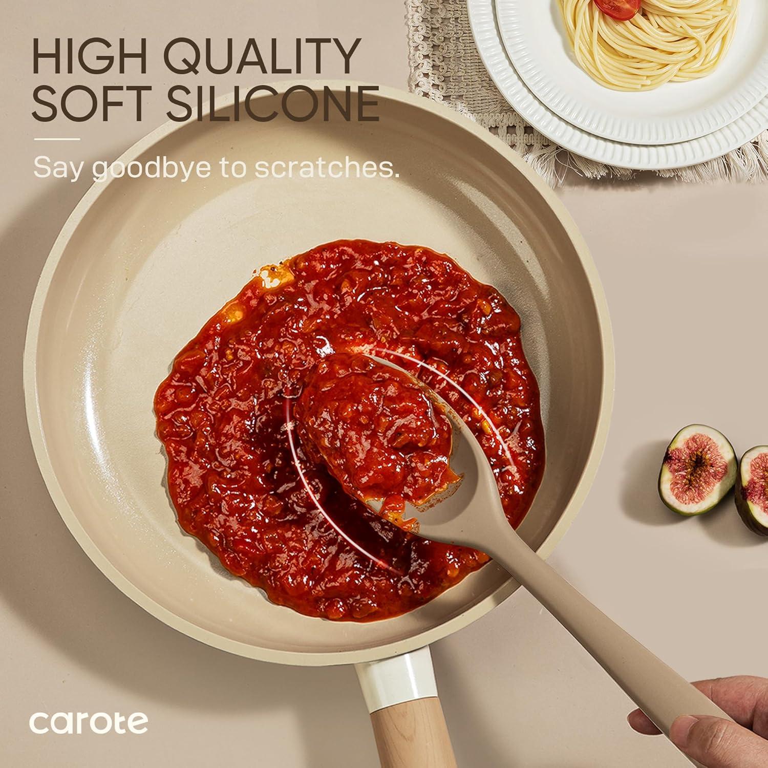 Carote 17-Piece Silicone and Wood Cooking Utensil Set, Heat-Resistant, Safe for Nonstick Cookware