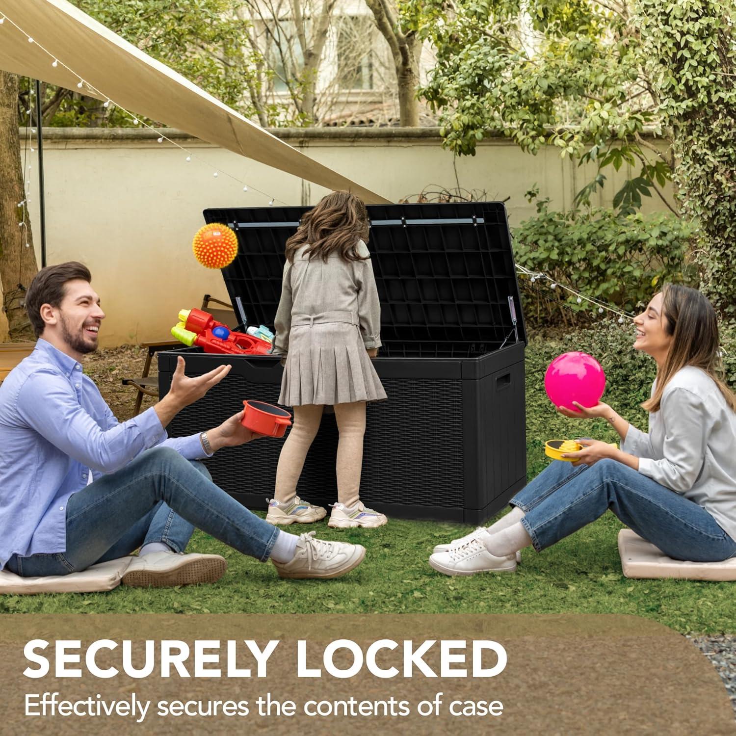 Homall 100 Gallon Outdoor Patio Box Deck Plastic Resin Storage Box Backyard, Black