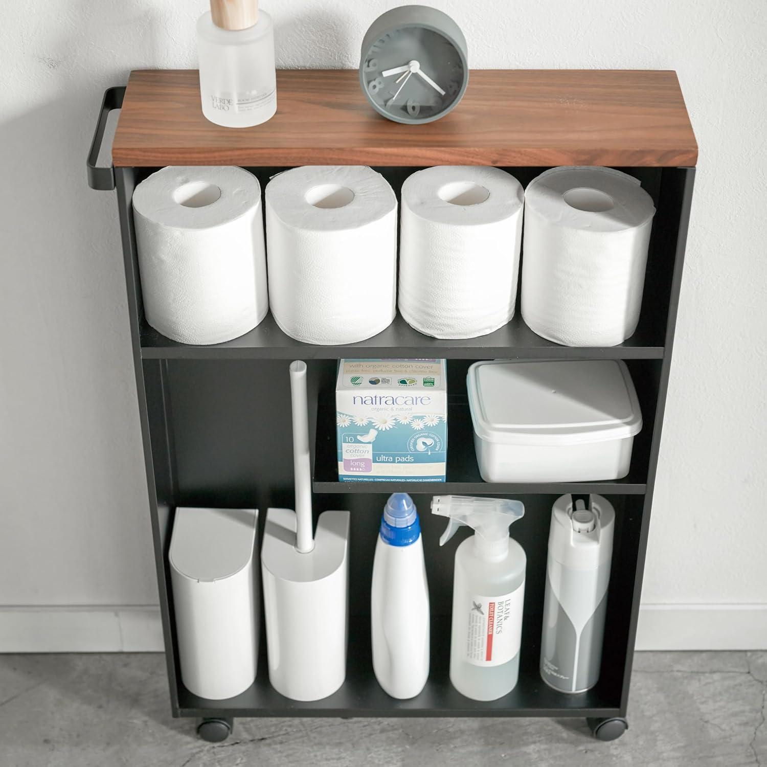 Yamazaki Slim Rolling Bathroom Cart with Handle