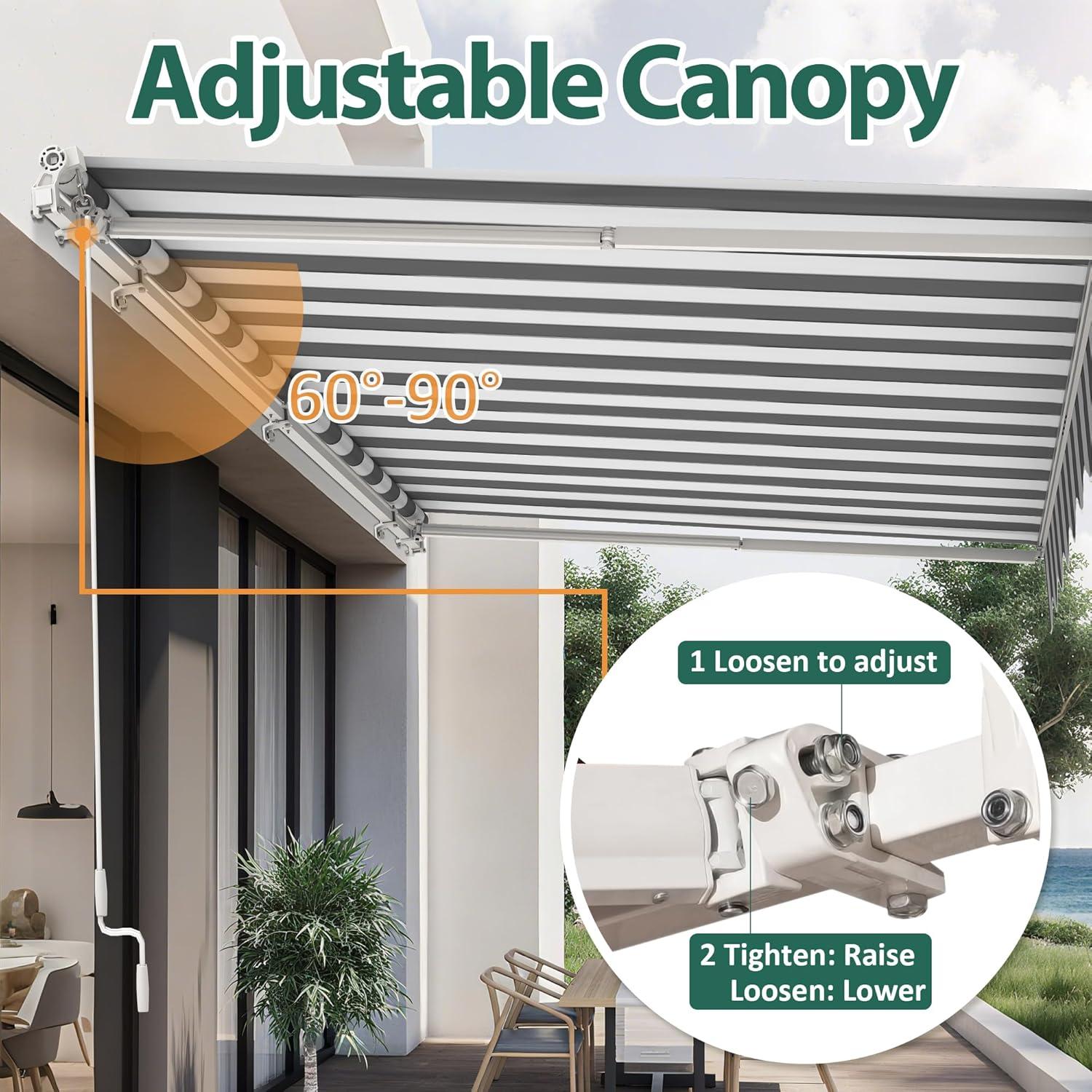 MCombo Manual Retractable Patio Door/Window Awning, Sunshade Shelter Outdoor Canopy