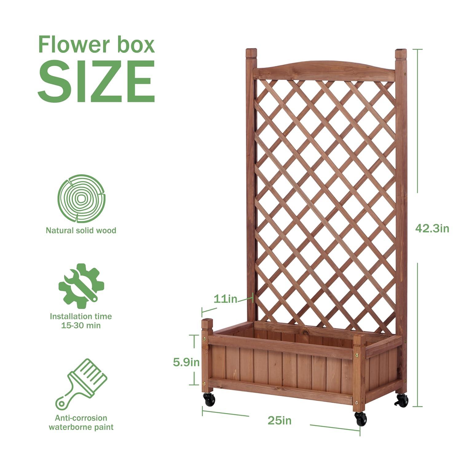 August Grove® Raised Garden Bed With Trellies 2 Pack, Outdoor Wooden Planter Box For Climbing Plants, Vegetables Herb Growing