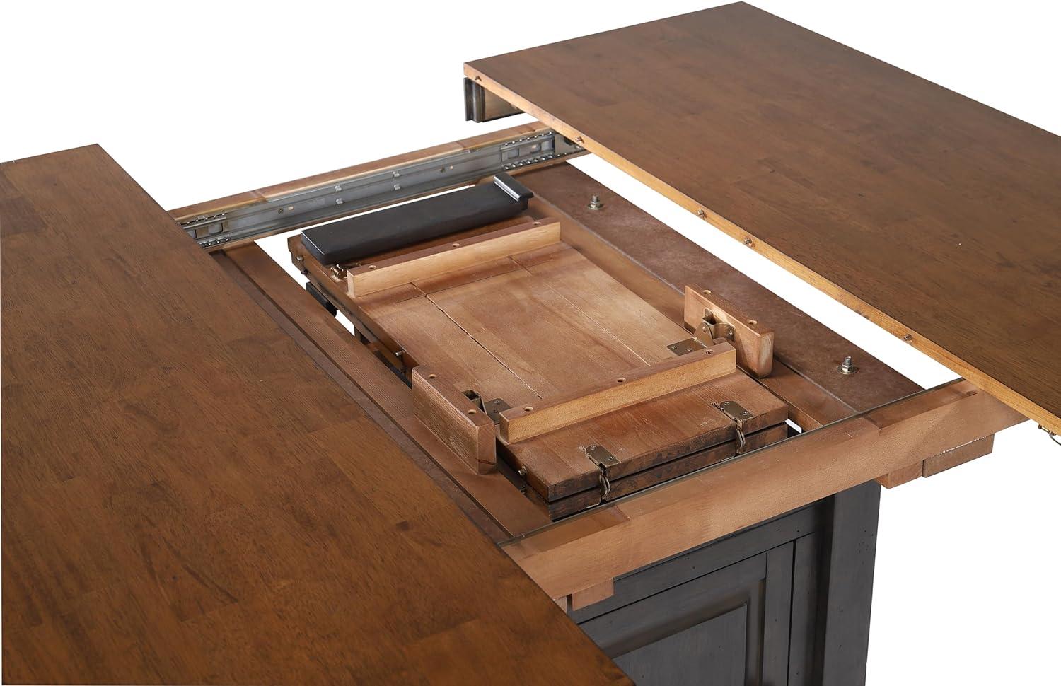 Dakota 5PC Extendable 42-54-in Pub Dining Storage Table Set in Brown & Gray Wood