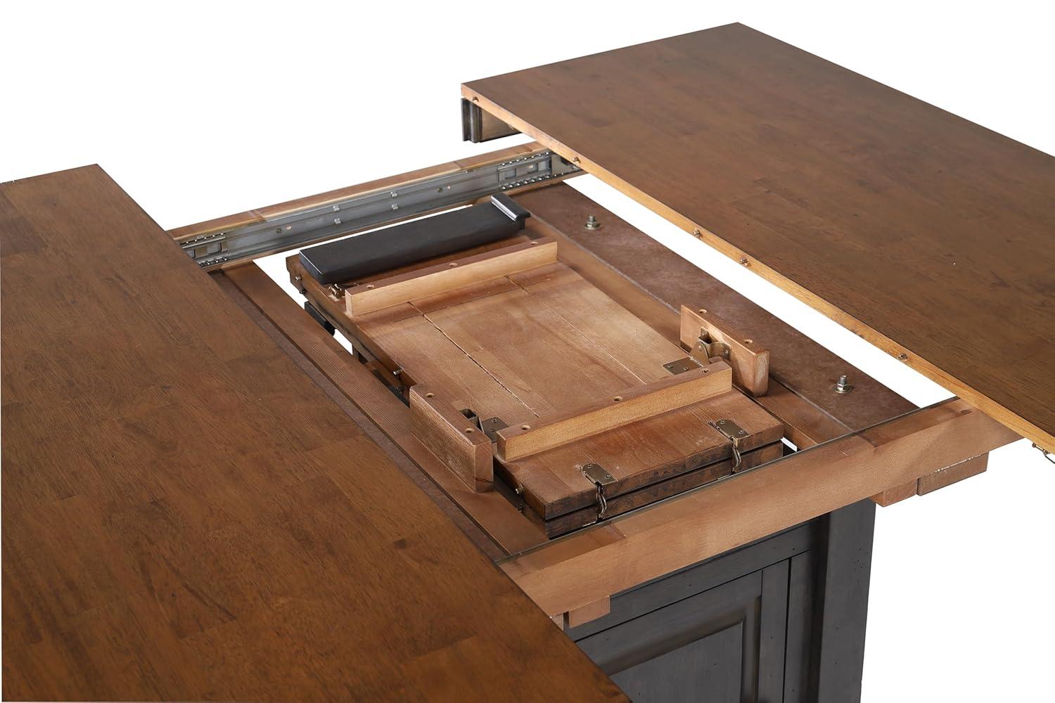 Dakota 5PC Extendable 42-54-in Pub Dining Storage Table Set in Brown & Gray Wood