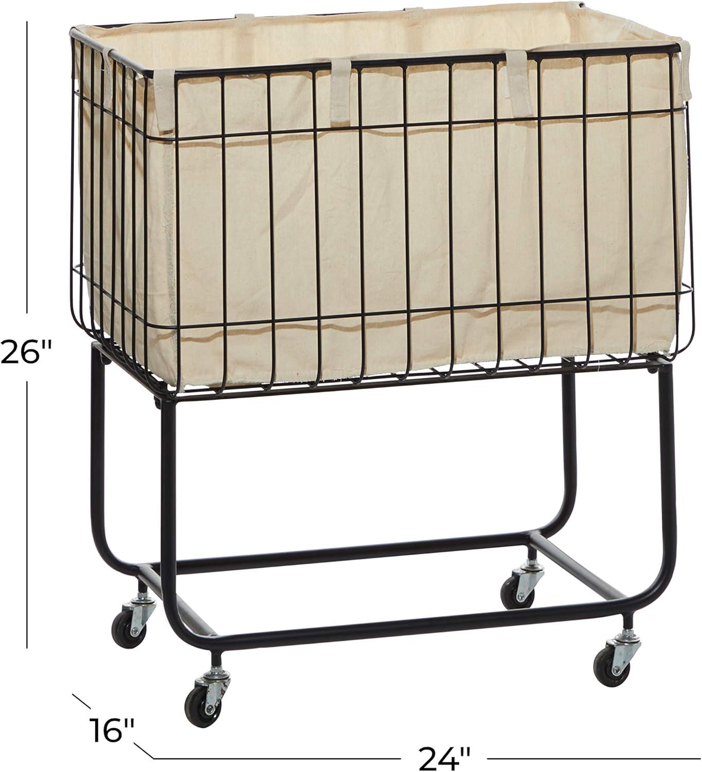 Joss & Main Metal Deep Set Wire Basket Storage Cart with Wheels and Fabric Lining & Reviews | Joss & Main