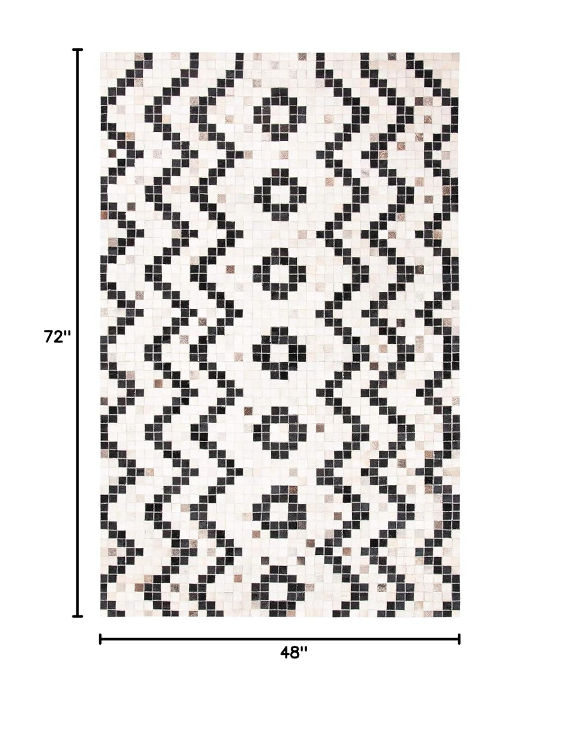 Studio Leather STL811 Hand Woven Area Rug - Ivory/Black - 4'x6' - Safavieh.