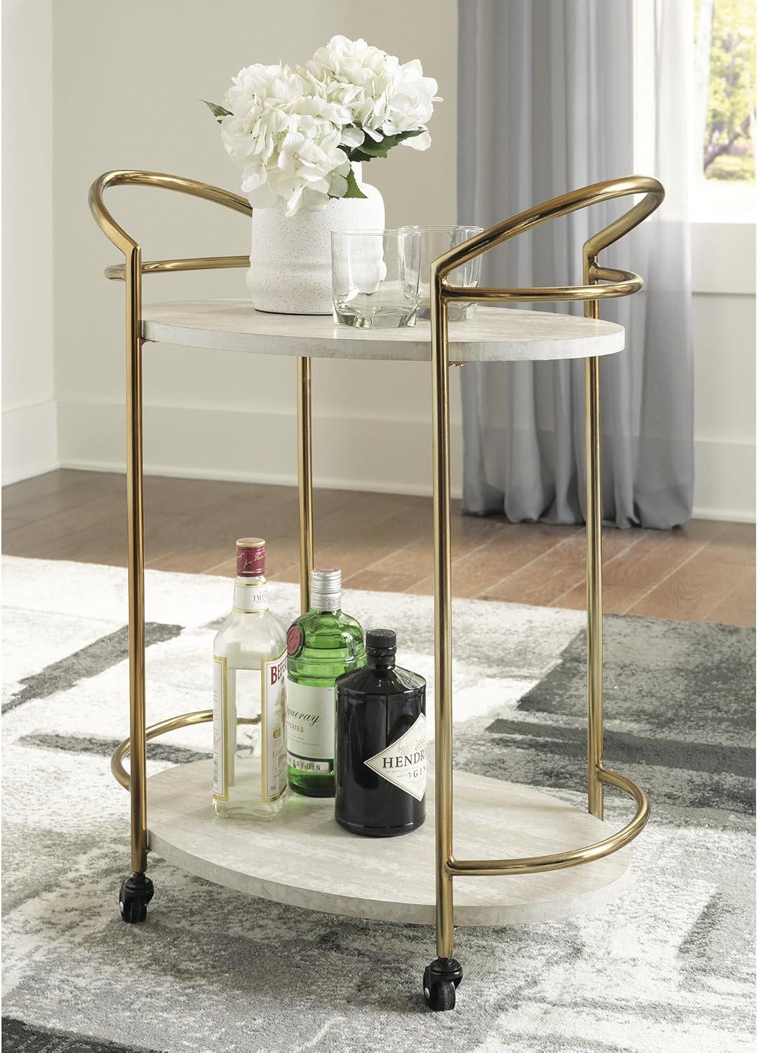 Signature Design by Ashley Casual Tarica Bar Cart  Cream/Gold Finish